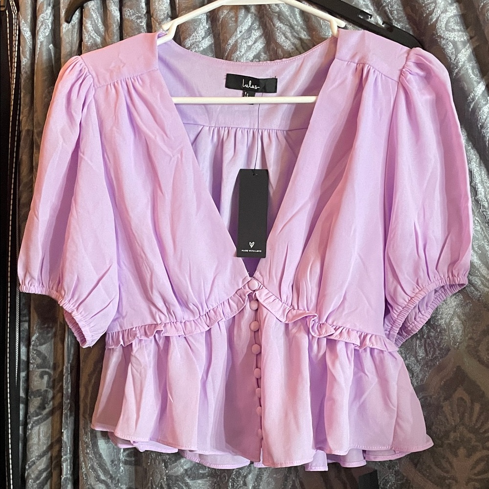 Lulu's Lavender Peplum Blouse